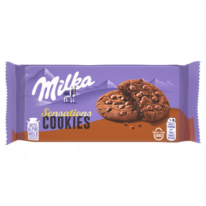 Milka Sensations Cookies Ciastka kakaowe z miękkim środkiem i kawałkami czekolady mlecznej 156 g