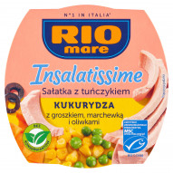Rio Mare Insalatissime Sałatka z tuńczykiem kukurydza z groszkiem marchewką i oliwkami 160 g