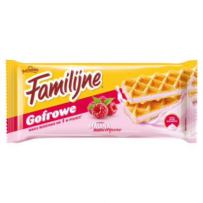 Familijne Wafle przekładane kremem o smaku maliny z mascarpone 140 g