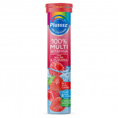 Plusssz Suplement diety 100 % multiwitamina smak malina & truskawka 80 g (20 x 4 g)