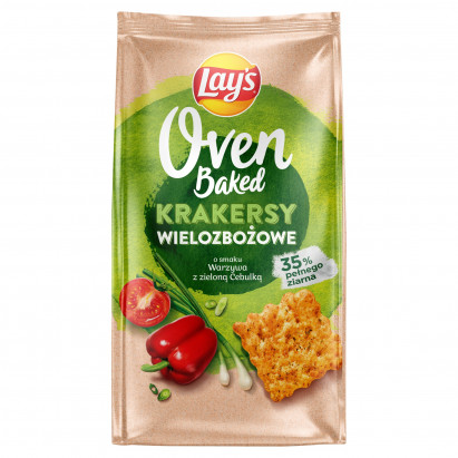 Lay's Oven Baked Krakersy wielozbożowe o smaku warzywa z zieloną cebulką 80 g