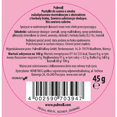 Pulmoll Eucalyptus Menthol 45g