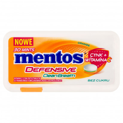 Mentos Defensive CleanBreath Orange Odświeżające pastylki bez cukru 21 g