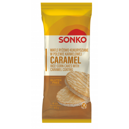 SONKO Wafle ryżowo-kukurydziane w polewie karmelowej 65g