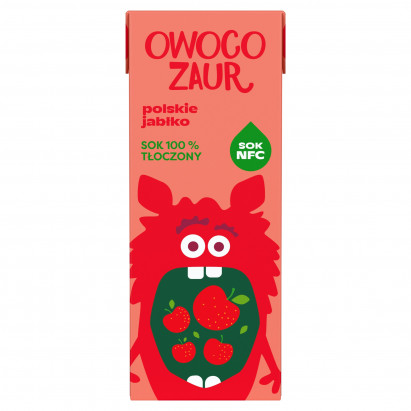 Owocozaur Sok 100 % tłoczony polskie jabłko 200 ml