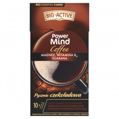 Big-Active Power Mind Coffee Rozpuszczalny napój kawowy o smaku czekoladowym 100 g (10 x 10 g)