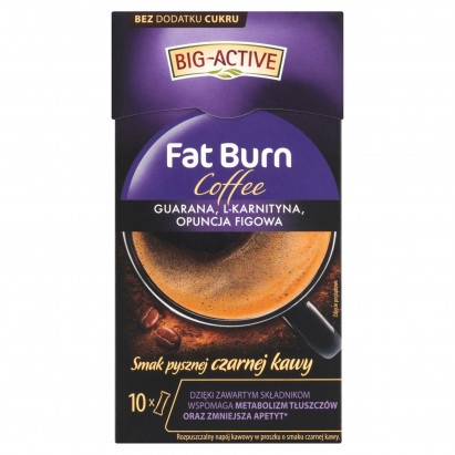Big-Active Fat Burn Coffee Rozpuszczalny napój kawowy o smaku czarnej kawy 100 g (10 x 10 g)