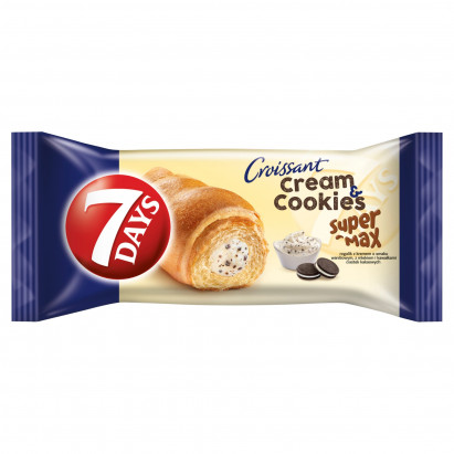 7 Days Cream & Cookies Super Max Rogalik Z Kremem Waniliowym Z Mlekiem I Kawałkami Ciastek 110 G
