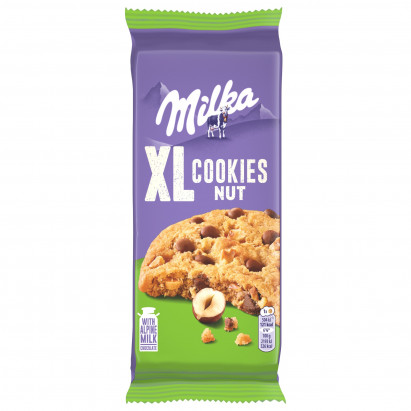 Milka XL Cookies Nuts Ciastka z kawałkami czekolady mlecznej i orzechami 184 g