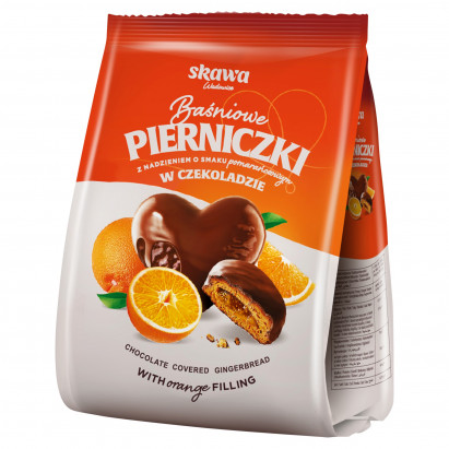 Wadowice Skawa Baśniowe Pierniczki z nadzieniem o smaku pomarańczowym w czekoladzie 150 g