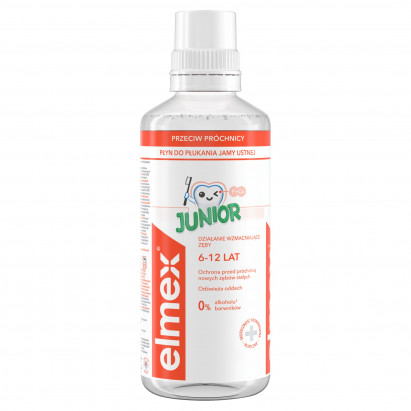 elmex Junior Płyn do płukania jamy ustnej dla dzieci 6-12 lat bez alkoholu 400 ml