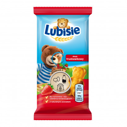 Lubisie Ciastko biszkoptowe z nadzieniem jabłkowo-truskawkowym 30 g