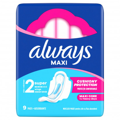 Always Maxi Podpaski Ze Skrzydełkami Super (Rozmiar 2) 9 Podpaski