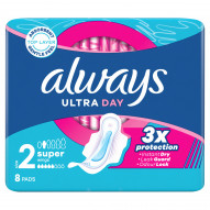 Always Podpaski Ultra Day Super (rozmiar 2) Podpaski ze skrzydełkami, x 8]