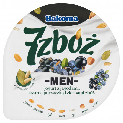 Bakoma 7 zbóż Men Jogurt z jagodami czarną porzeczką i ziarnami zbóż 300 g