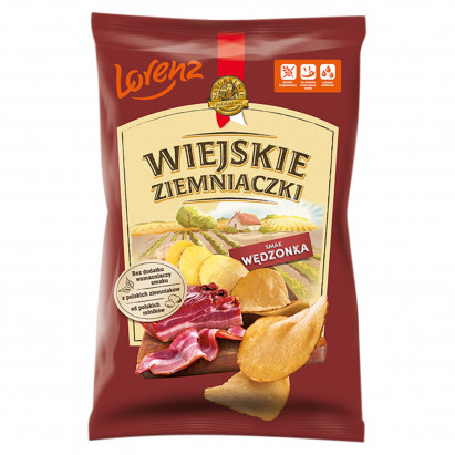 Wiejskie Ziemniaczki Chipsy ziemniaczane smak wędzonka 130 g