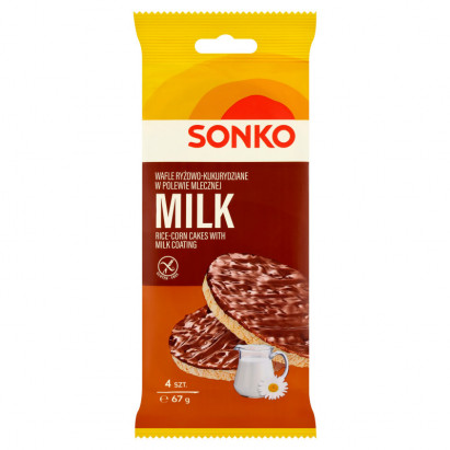 Sonko Wafle ryżowo-kukurydziane w polewie mlecznej 67 g