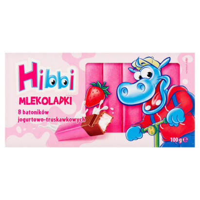 Hibbi Mlekoladki Batoniki jogurtowo-truskawkowe 100 g (8 sztuk)