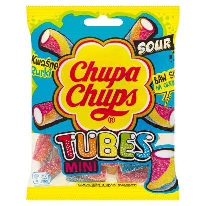 Chupa Chups Tubes Mini Kwaśne żelki o smaku owocowym 90 g