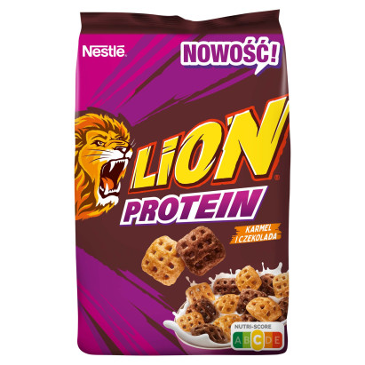 Nestlé Lion Protein Płatki śniadaniowe karmel i czekolada 400 g