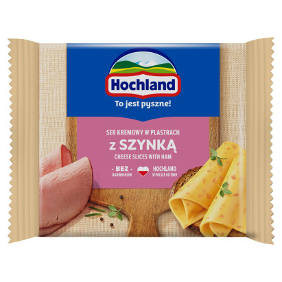 Hochland Ser kremowy w plastrach z szynką 130 g