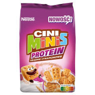 Nestlé Cini Minis Protein Płatki śniadaniowe w kształcie gofrów o smaku cynamonowym 400 g
