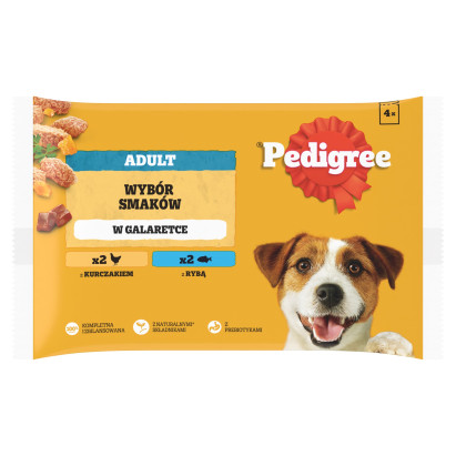 Pedigree Adult Mokra karma dla dorosłych psów wybór smaków w galaretce 400 g (4 x 100 g)