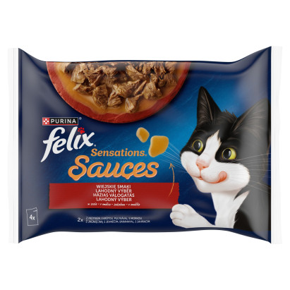Felix Sensations Sauces Karma dla dorosłych kotów wiejskie smaki w sosie 340 g (4 x 85 g)