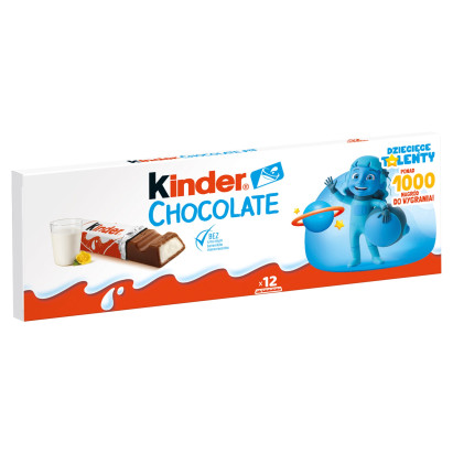 Kinder Chocolate Batonik z mlecznej czekolady z nadzieniem mlecznym 150 g (12 sztuk)