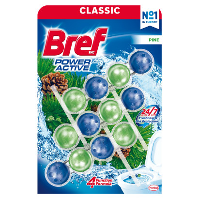 Bref WC Power Active Pine Zawieszka myjąco-zapachowa do WC 3 x 50 g