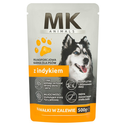 MK Animals Karma dla psów kawałki w zalewie z indykiem 500 g
