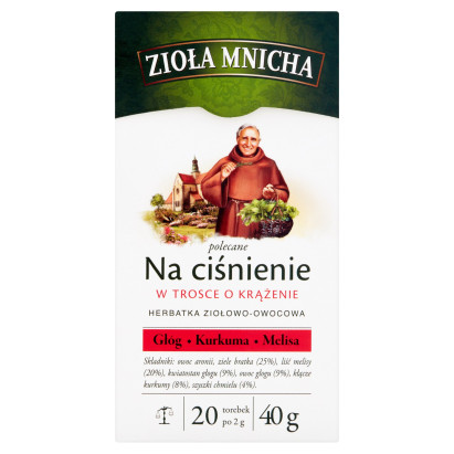 Zioła Mnicha Na ciśnienie Herbatka ziołowo-owocowa 40 g (20 x 2 g)
