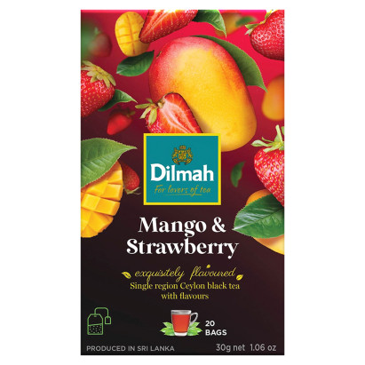 Dilmah Cejlońska herbata czarna aromatyzowana mango i truskawka 30 g (20 x 1,5 g)