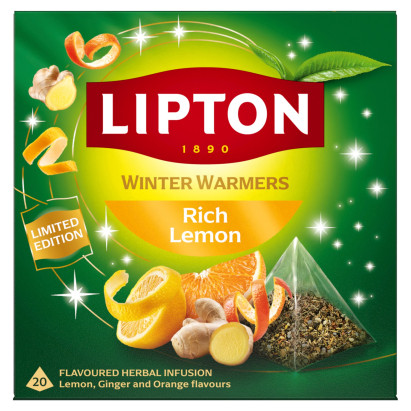 Lipton Winter Warmers Rich Lemon Aromatyzowana herbatka ziołowa 34 g (20 torebek)