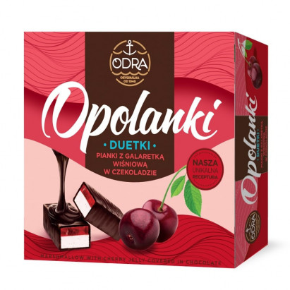 Odra Duetki Opolanki Pianki z galaretką wiśniową w czekoladzie 400g