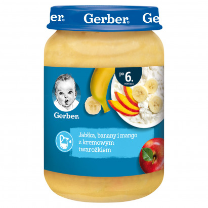 Gerber Jabłka banany i mango z delikatnym twarożkiem po 6. miesiącu 190 g