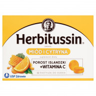 Herbitussin Pastylki smak miód i cytryna 12 sztuk