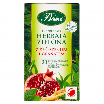 Bifix Zielona herbata ekspresowa z żeń-szeniem i granatem 40 g (20 x 2 g)