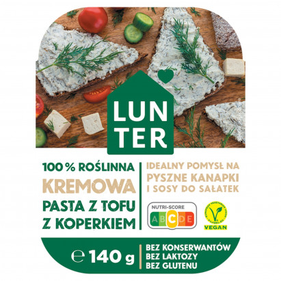 Lunter 100 % roślinna kremowa pasta z tofu z koperkiem 140 g