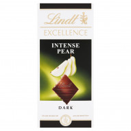 Lindt Excellence Ciemna czekolada z nadzieniem gruszkowym i kawałkami migdałów 100 g