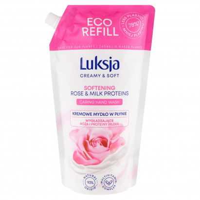 Luksja Creamy & Soft Kremowe mydło w płynie wygładzające róża i proteiny mleka 900 ml