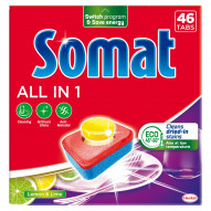 Somat All in 1 Lemon & Lime Tabletki do mycia naczyń w zmywarkach 809,6 g (46 x 17,6 g)